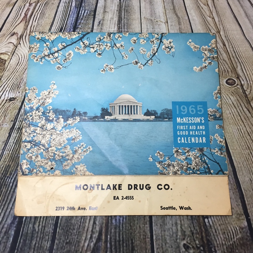Vintage 1965 Montlake Drug Seattle area calendar